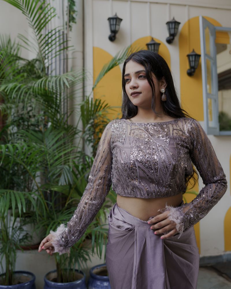 MOONLIGHT-MAUVE DRAPED SKIRT