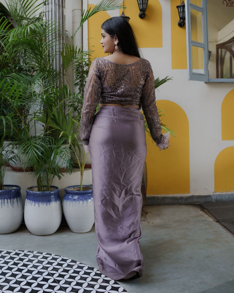 MOONLIGHT-MAUVE DRAPED SKIRT