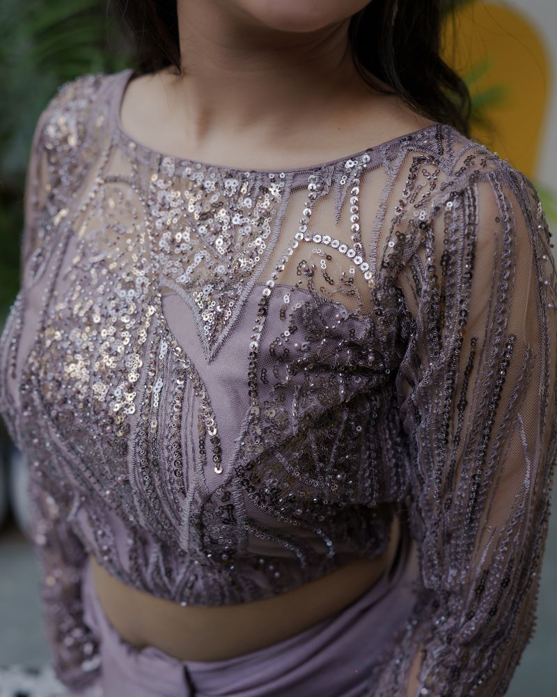 MOONLIGHT-MAUVE DRAPED SKIRT