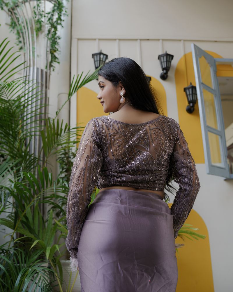 MOONLIGHT-MAUVE DRAPED SKIRT
