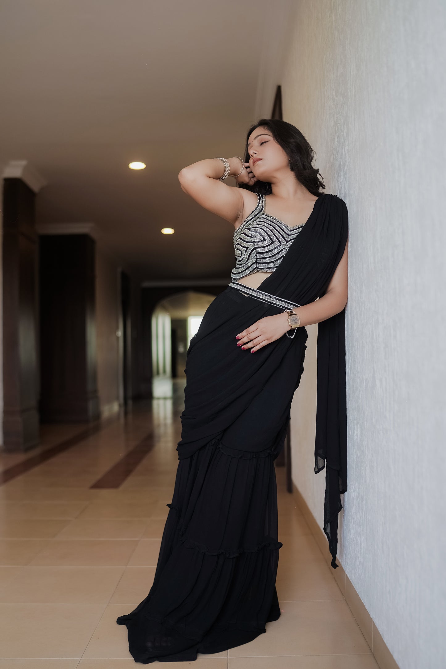 DARK-BLOOM DRAPE GARARA SET