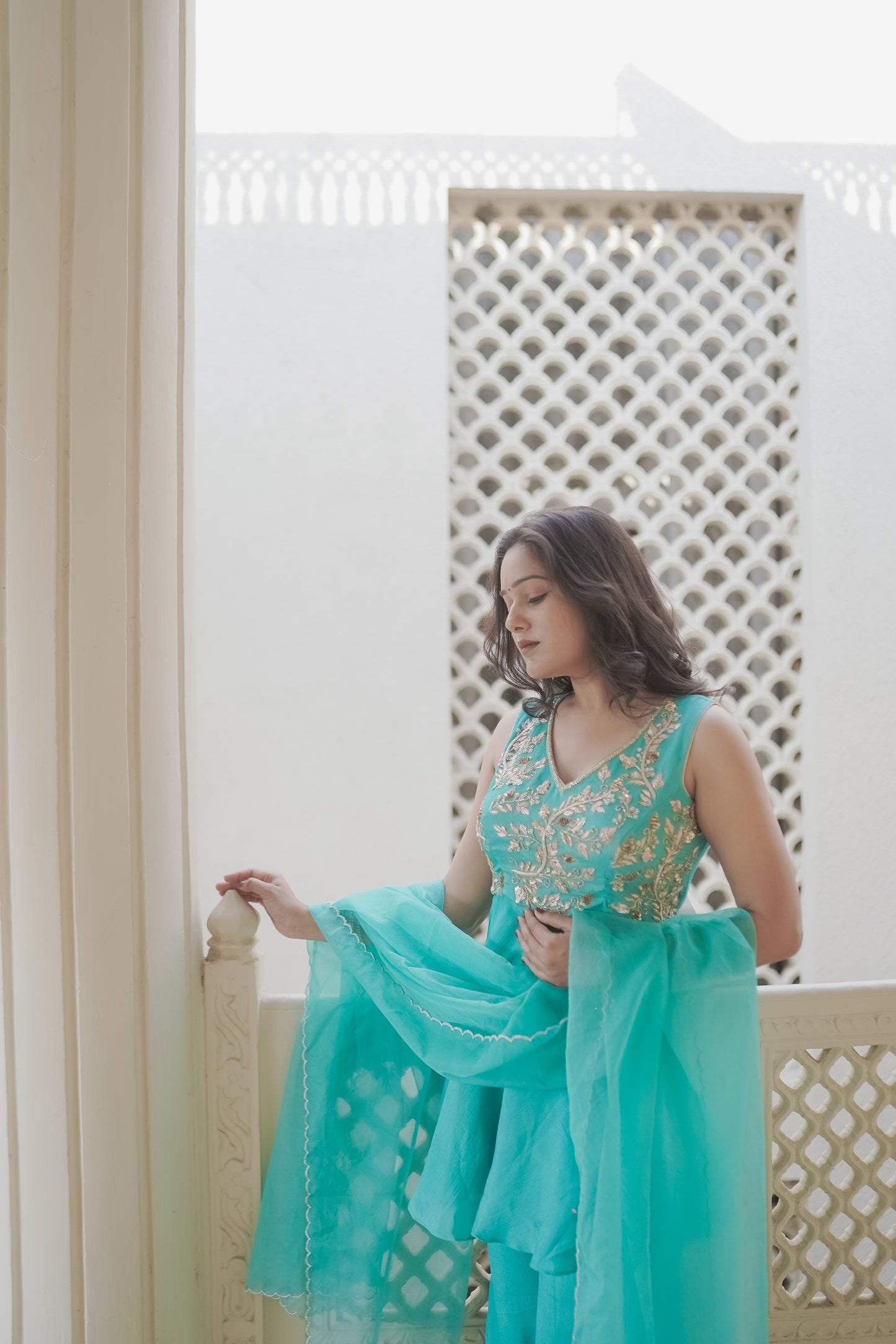 TURQUOISE TALE SHARARA SET