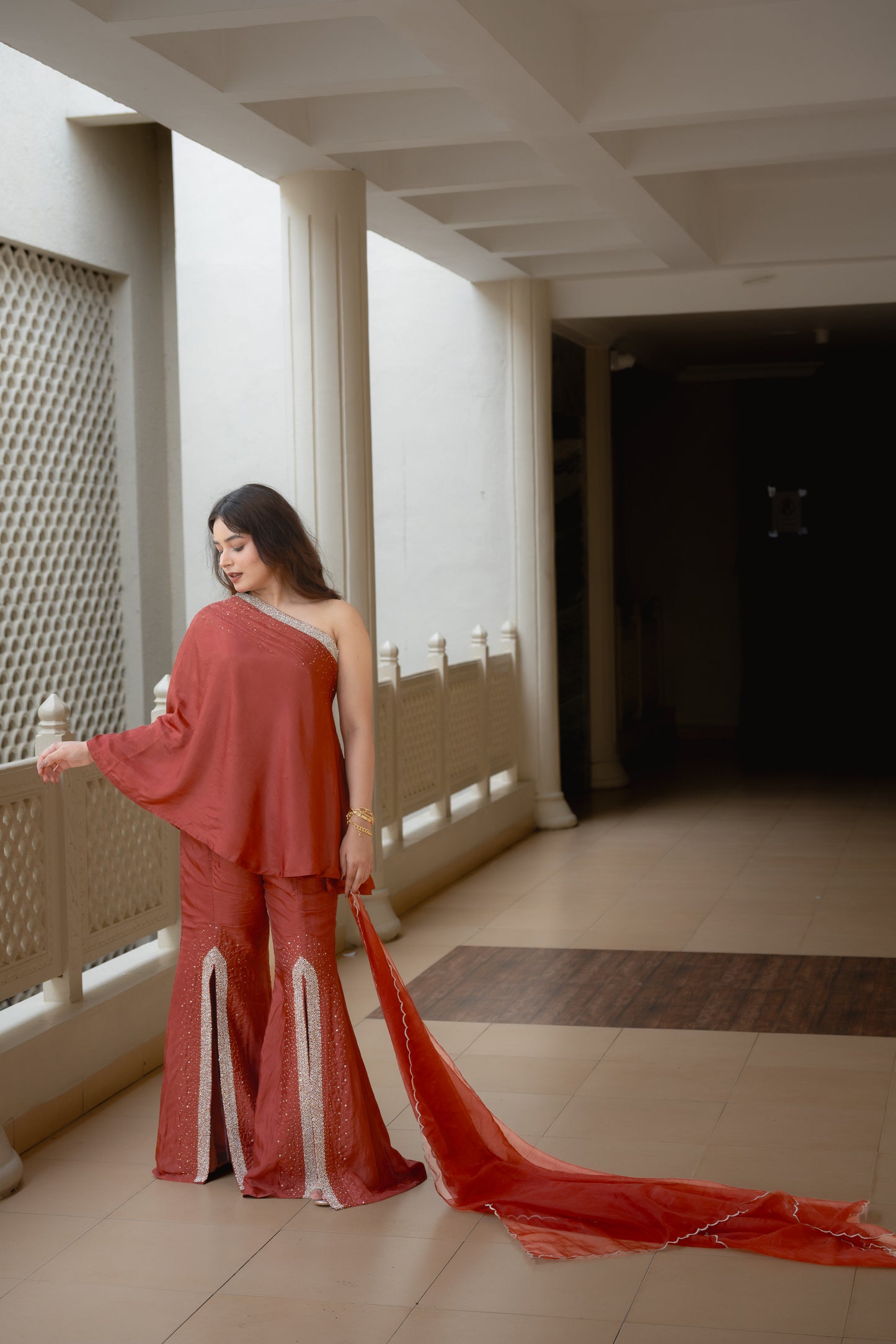 Rustique One shoulder sharara Set