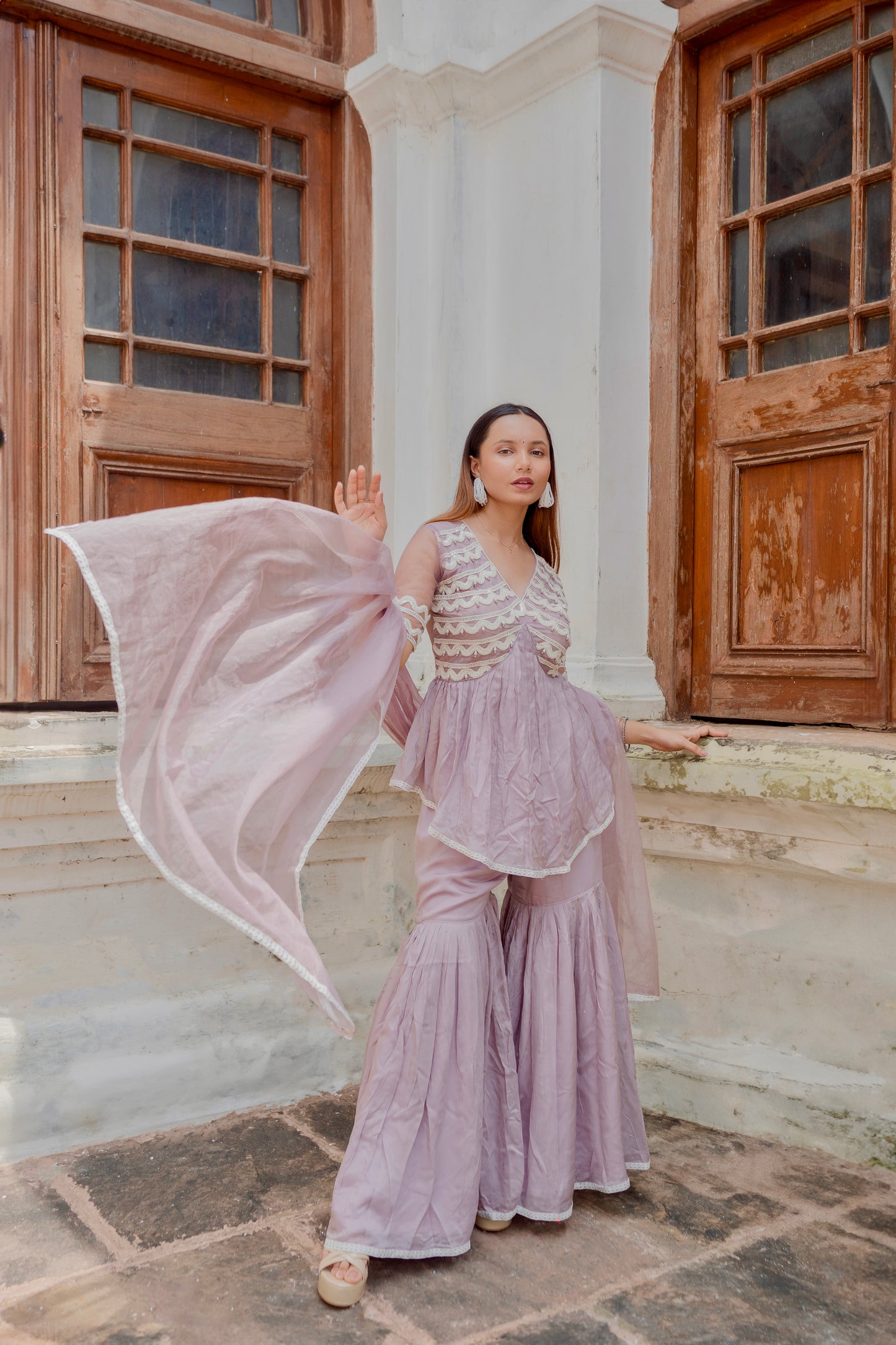 ‘PURPLE - LUSTER’ Alia - cut gharara set