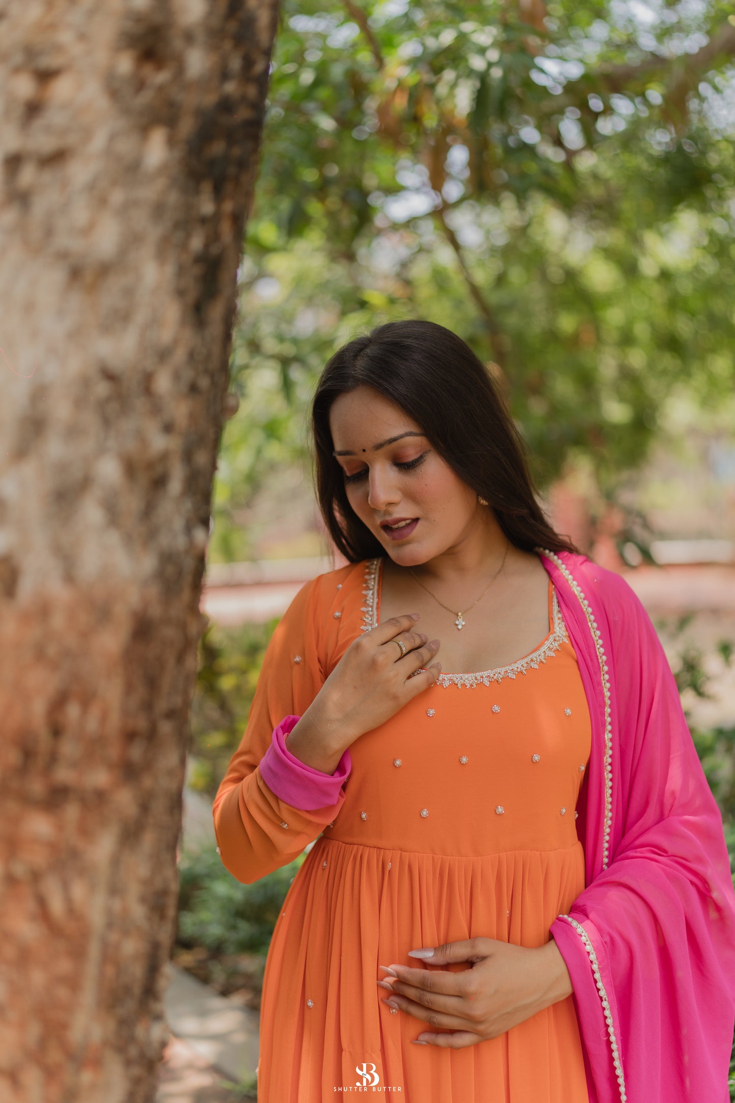 Vibrant Pink-Orange Suit Set