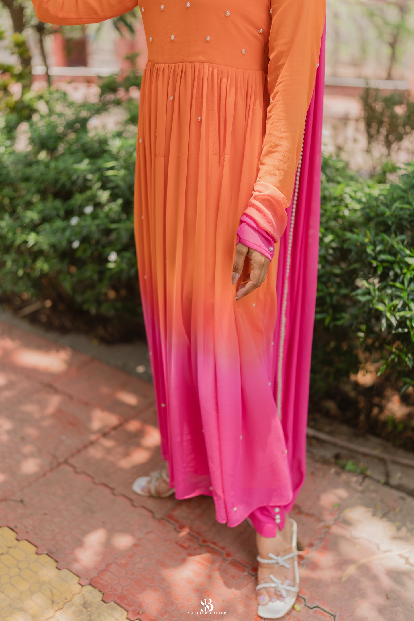 Vibrant Pink-Orange Suit Set