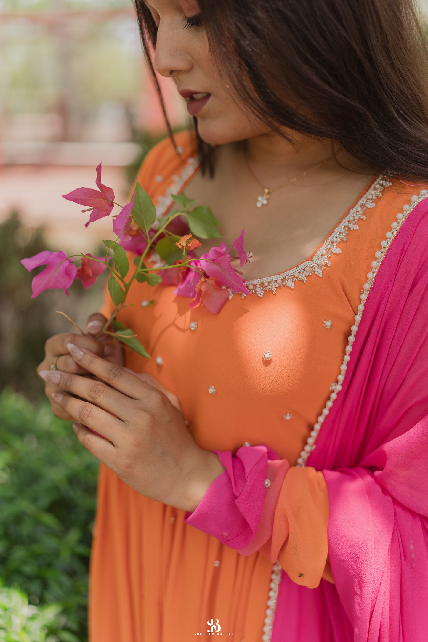 Vibrant Pink-Orange Suit Set