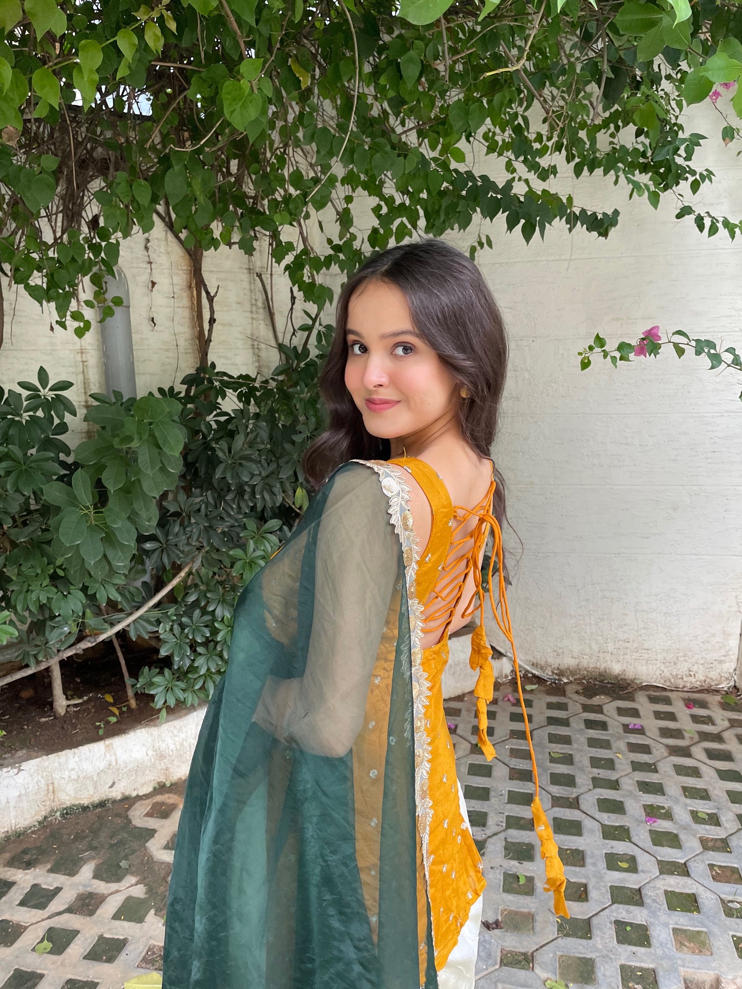 Yellow-Green Sharara Set