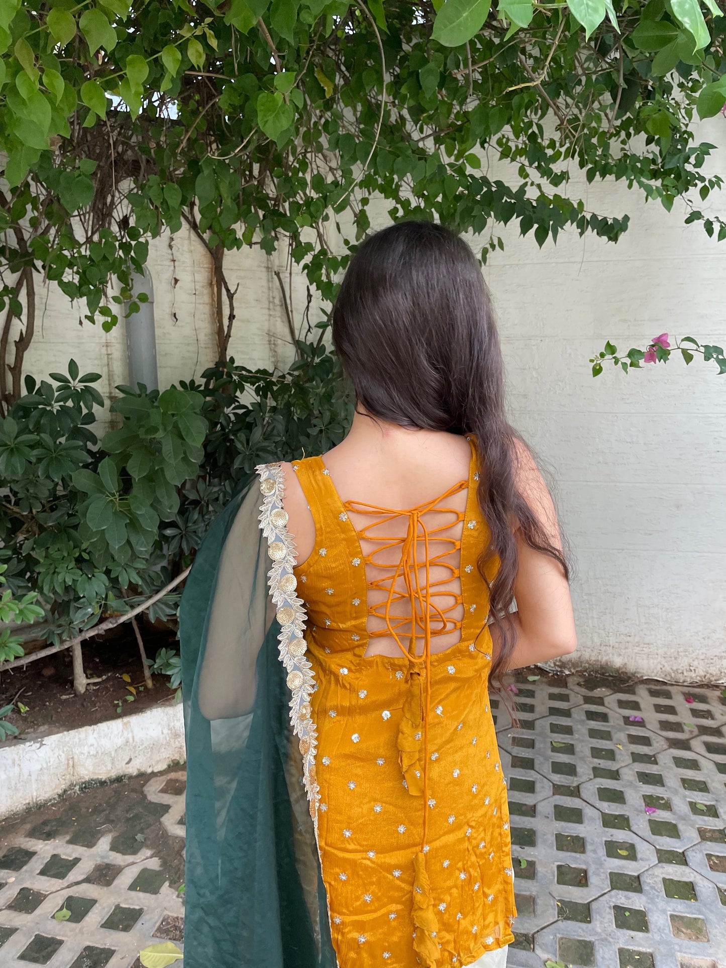 Yellow-Green Sharara Set