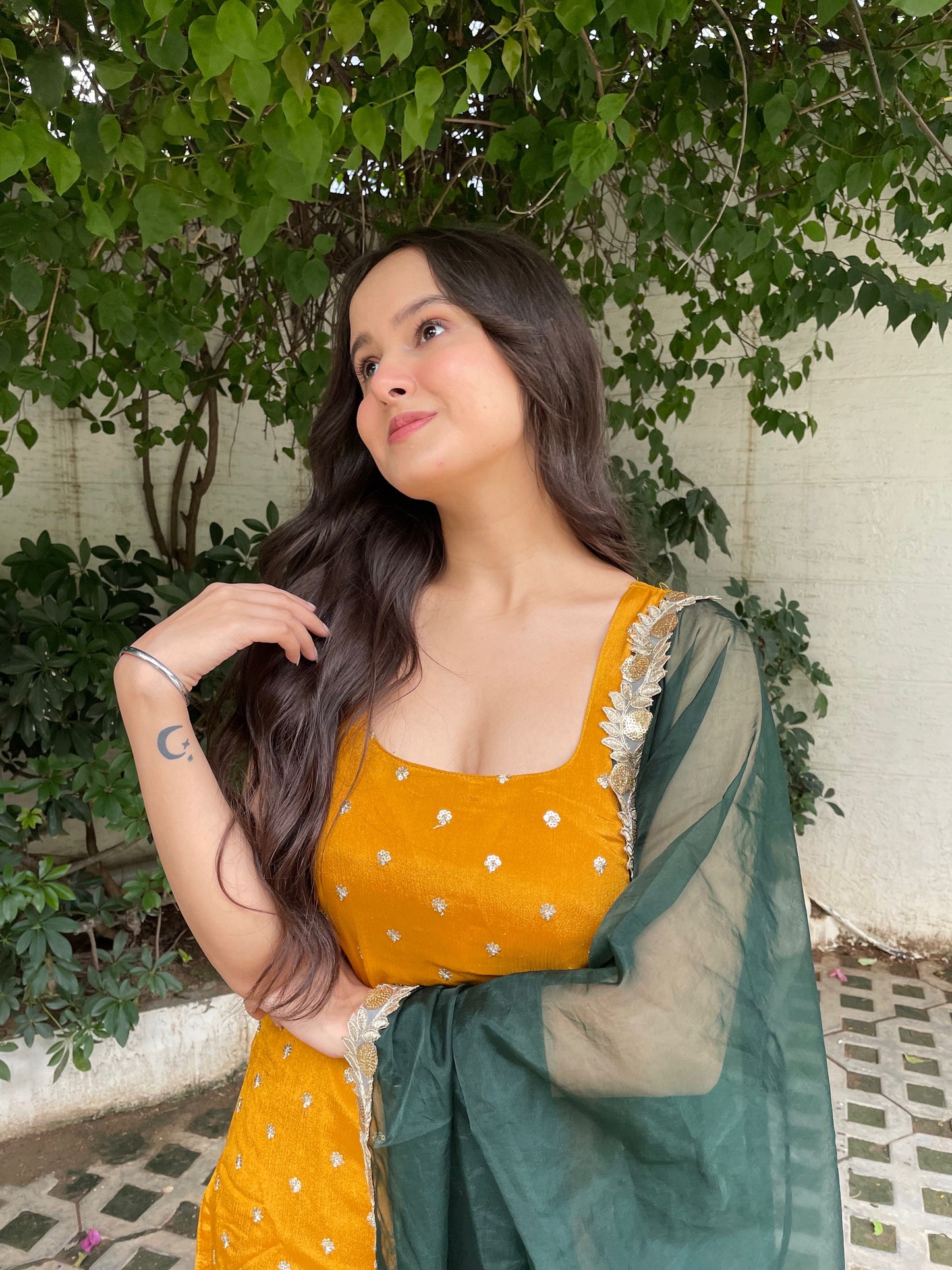 Yellow-Green Sharara Set