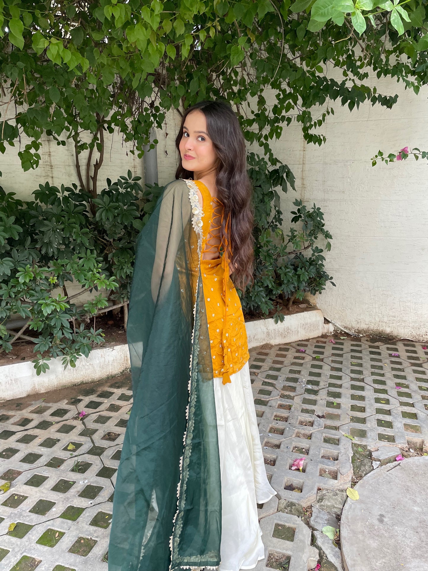 Yellow-Green Sharara Set