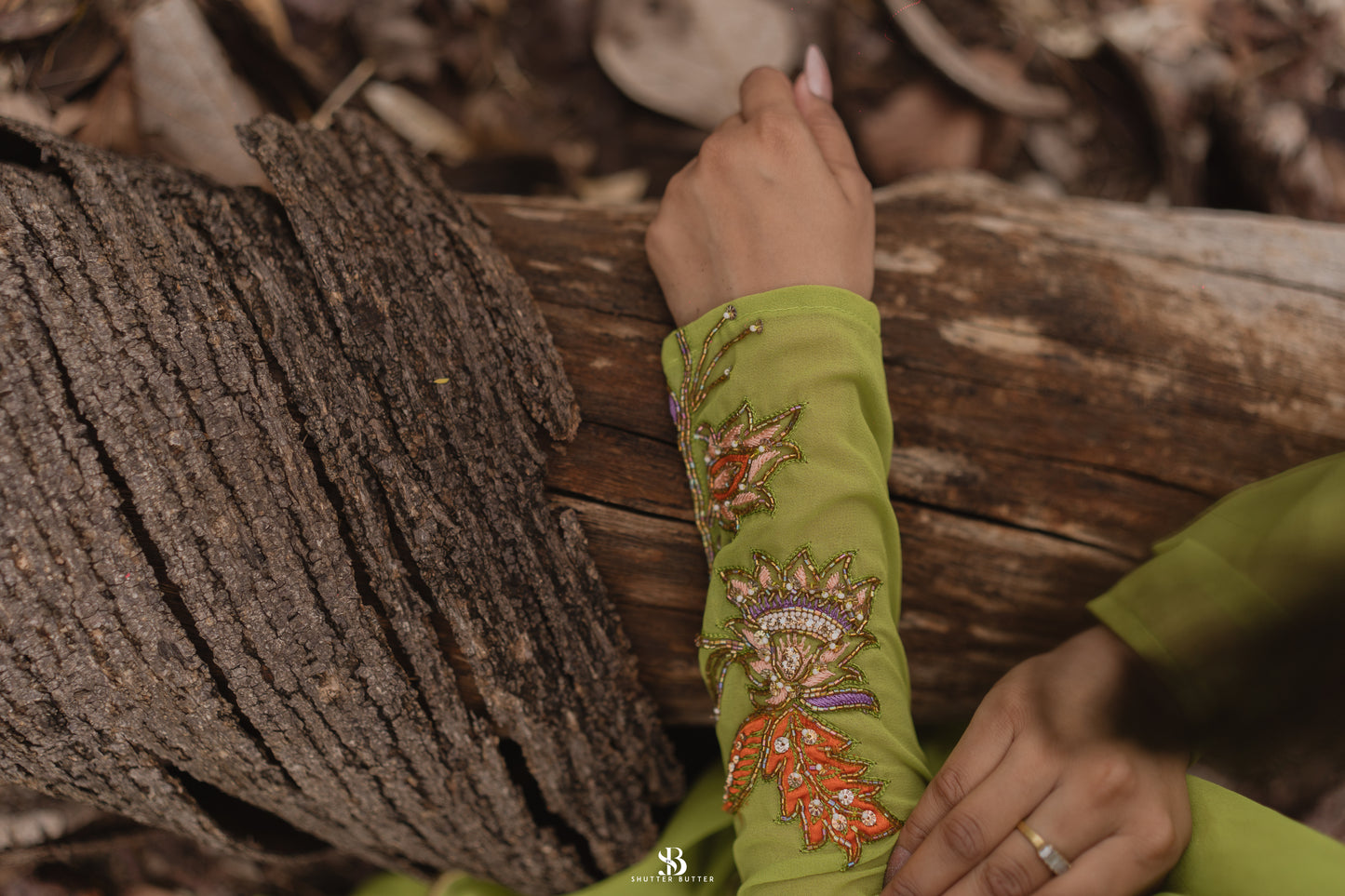 Parrot-Green Gown Set