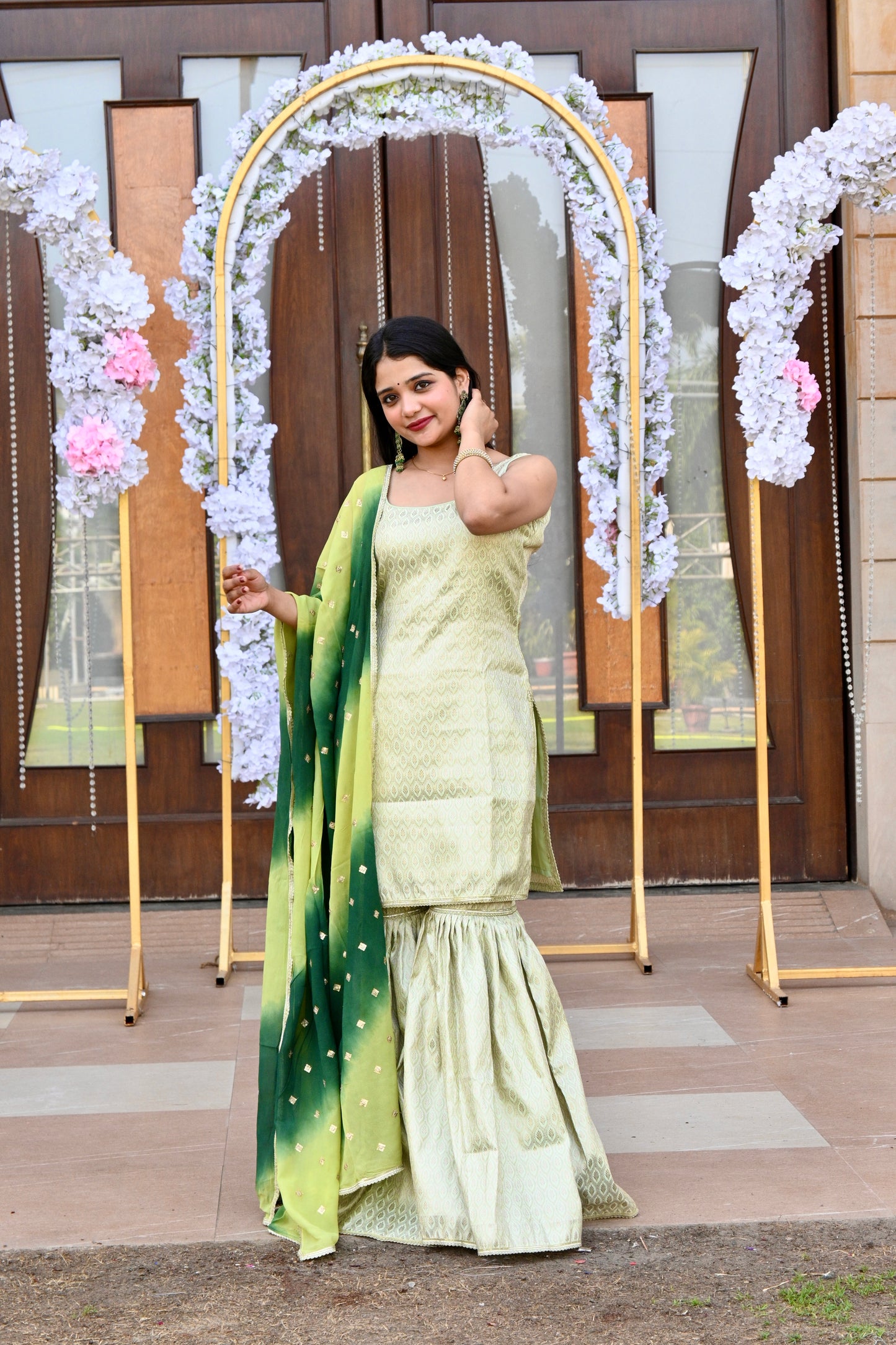 Pista-Green Brocade" Garara Set - AS