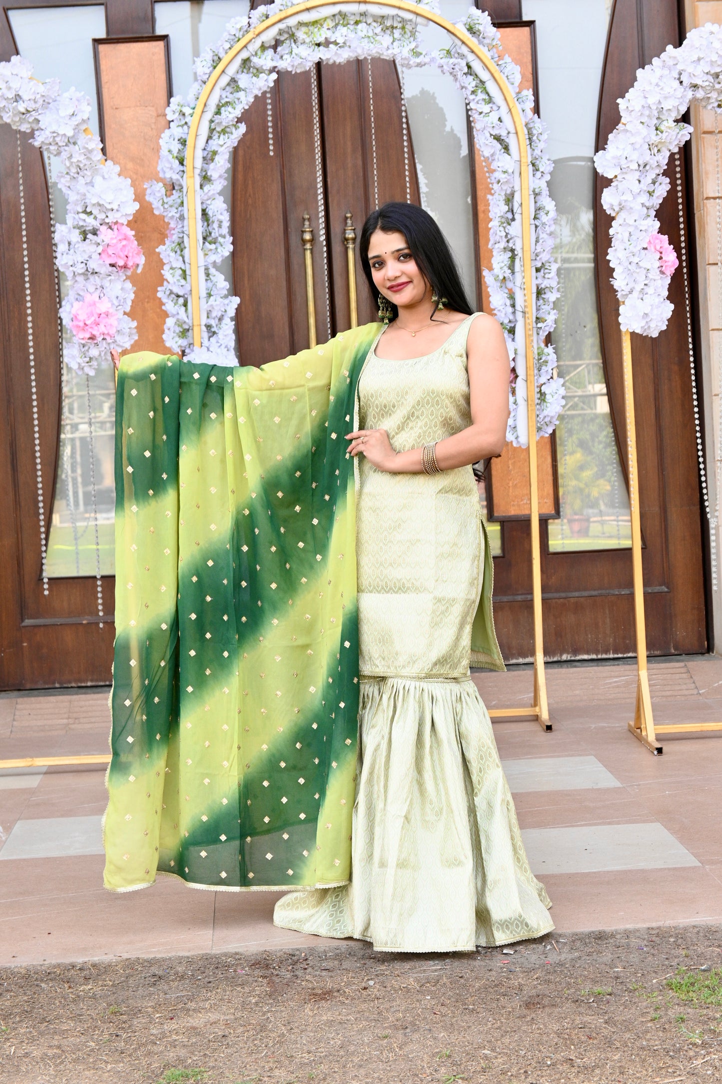 Pista-Green Brocade" Garara Set - AS
