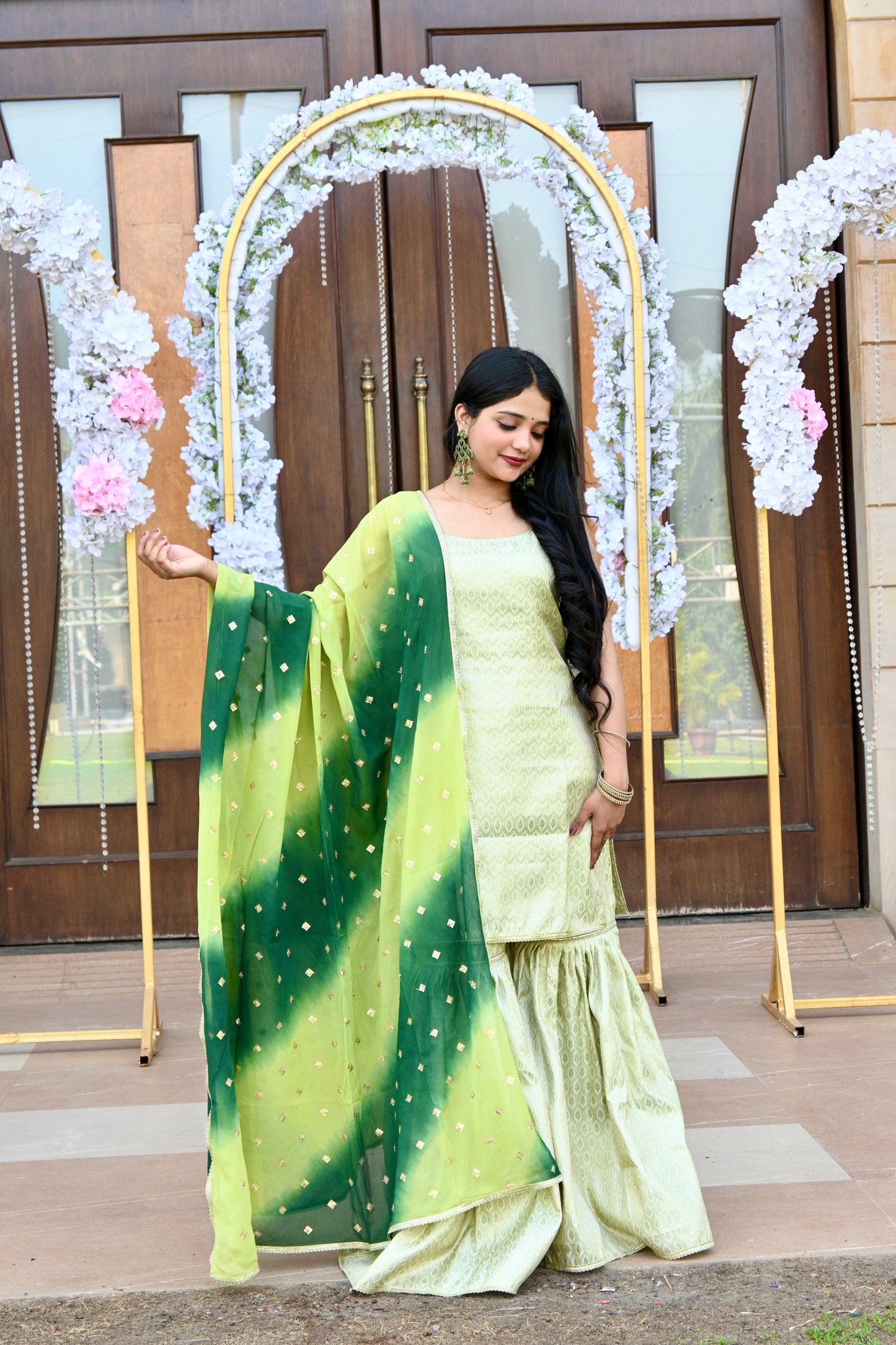 Pista-Green Brocade" Garara Set - AS