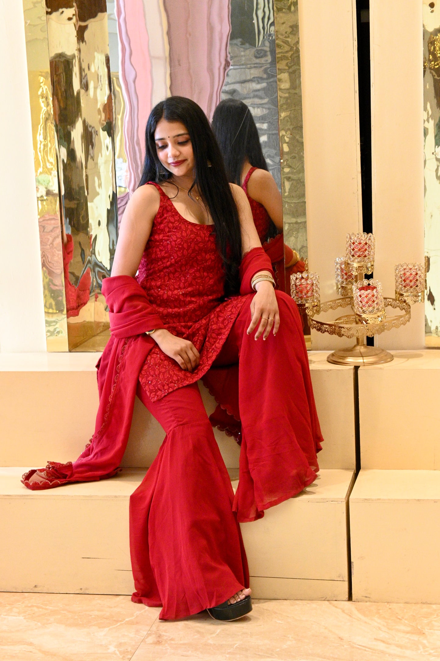 Scarlet-Red Garara Set - AS