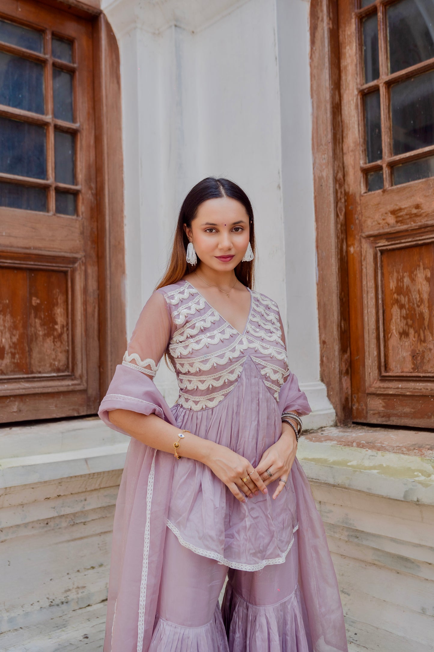 ‘PURPLE - LUSTER’ Alia - cut gharara set