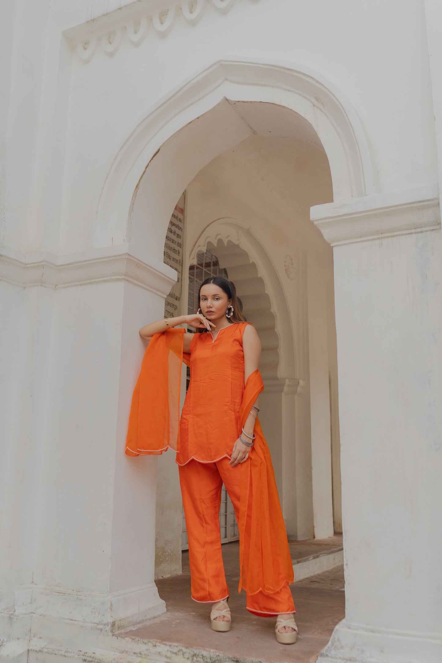 SUNSET-ORANGE SUIT SET