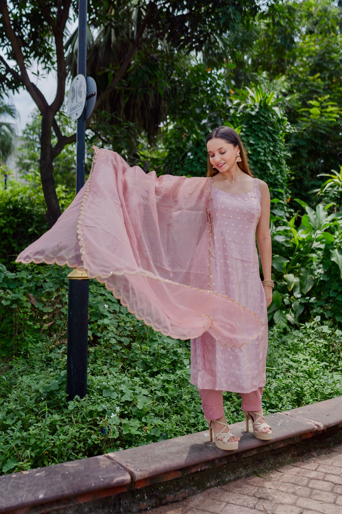 BLUSH-PINK TISSUE SUIT SET