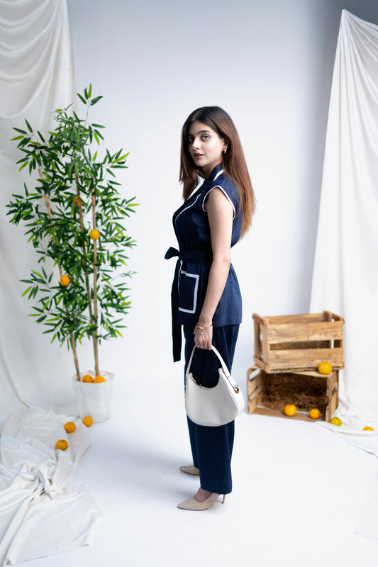 NAVY- BLANC CORD SET