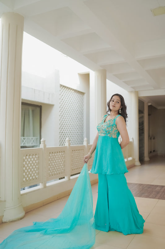 TURQUOISE TALE SHARARA SET