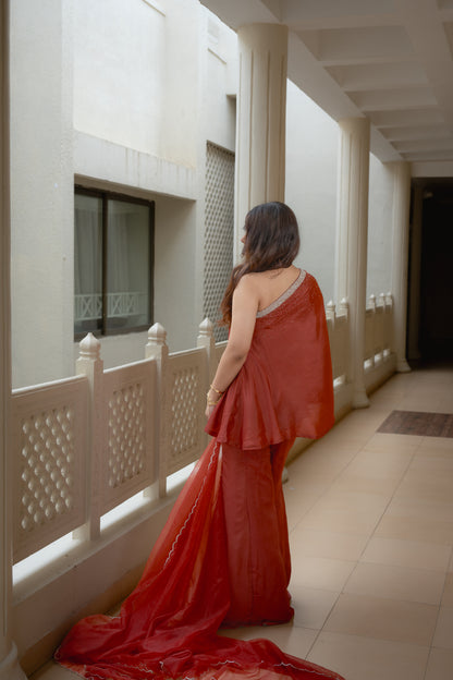 Rustique One shoulder sharara Set