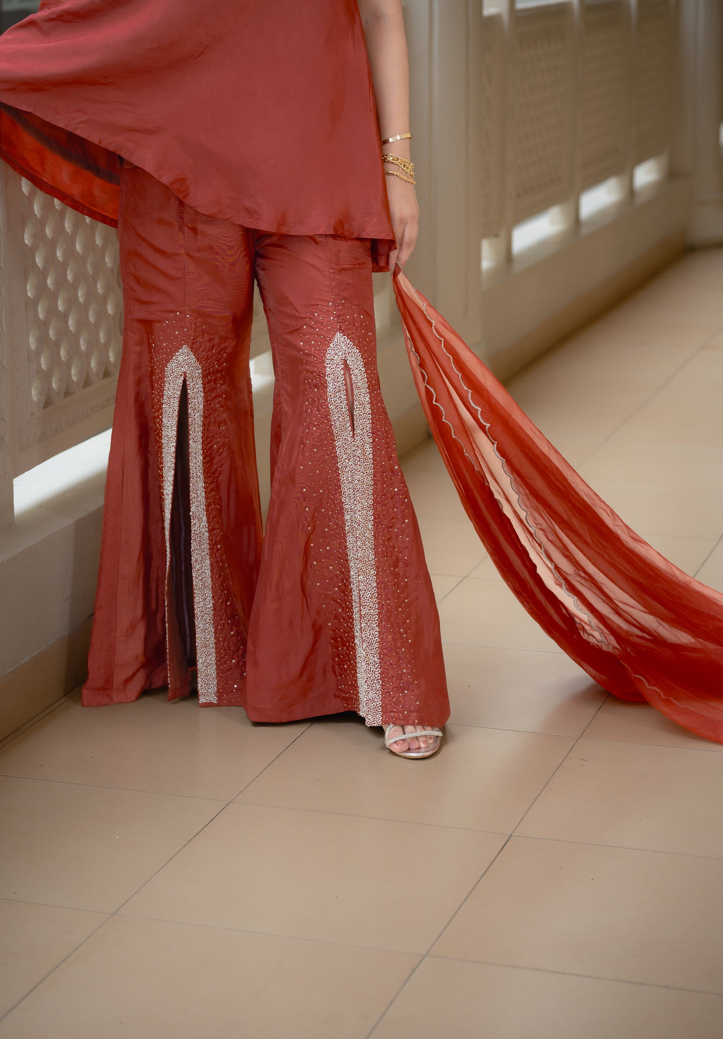 Rustique One shoulder sharara Set