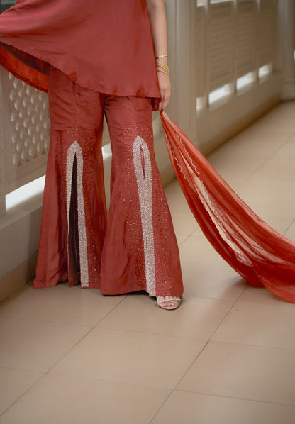 Rustique One shoulder sharara Set