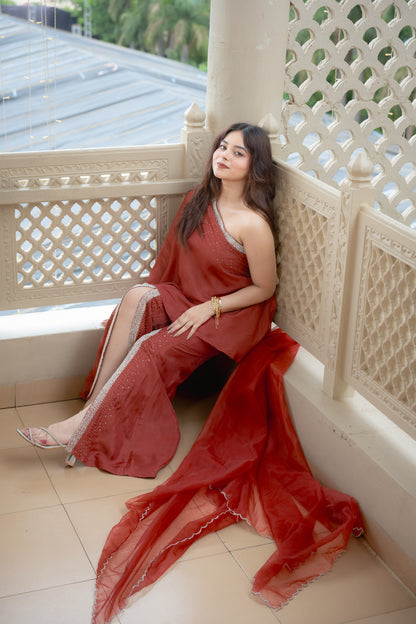 Rustique One shoulder sharara Set