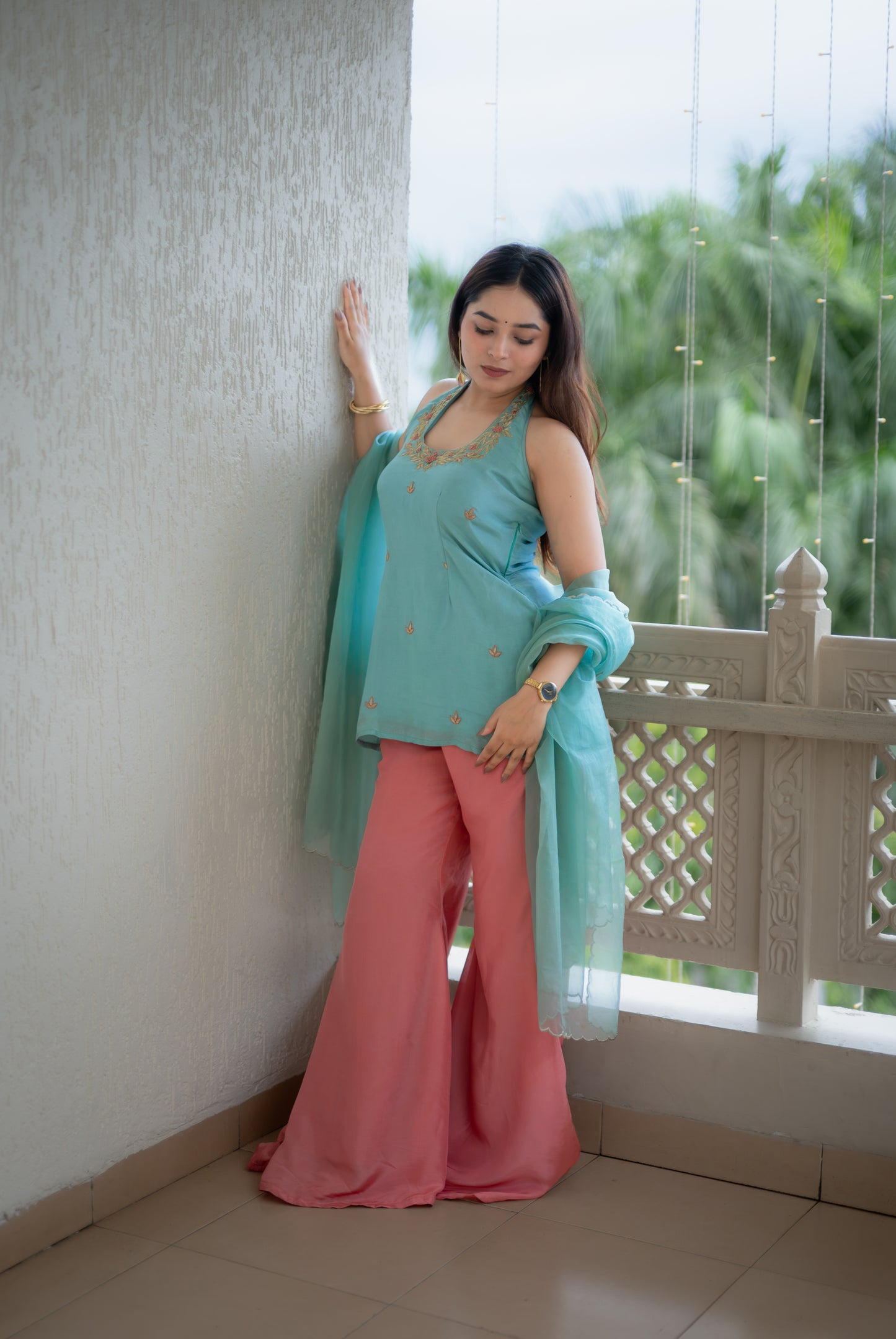 Coral Blush Gharara Set