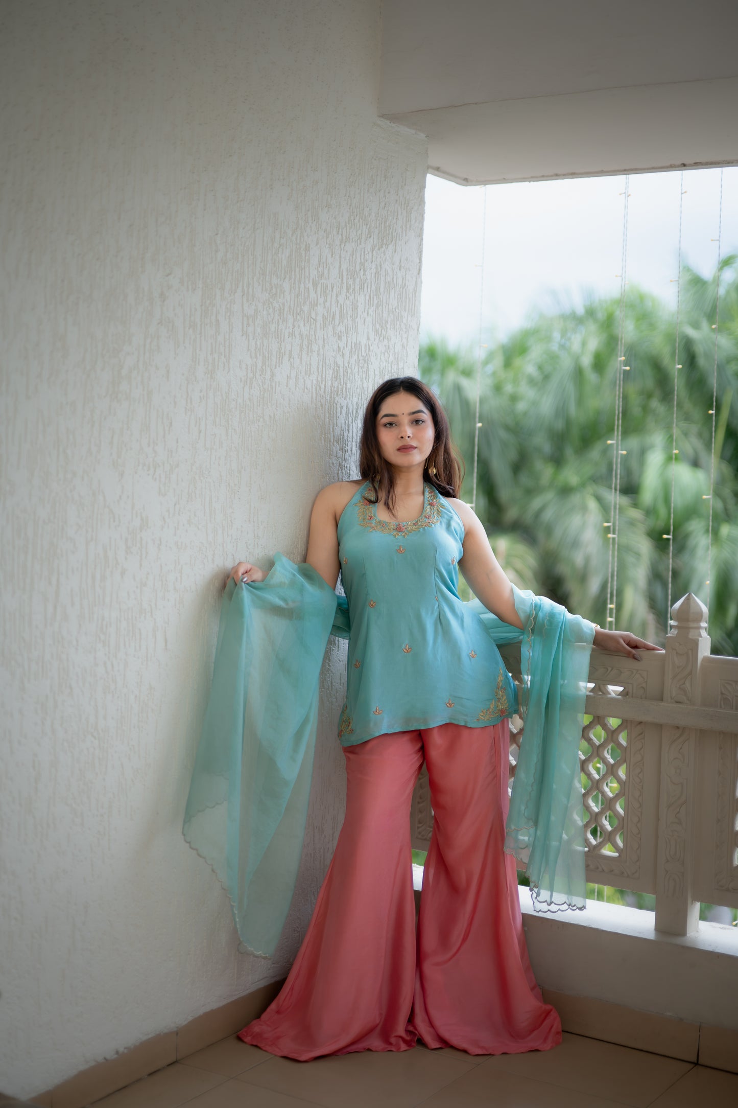 Coral Blush Gharara Set