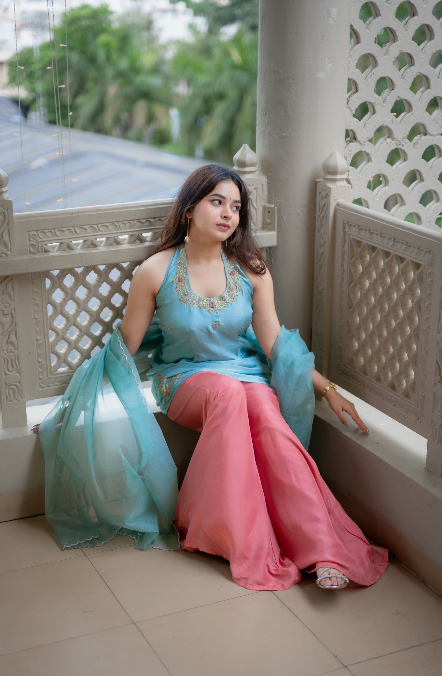 Coral Blush Gharara Set