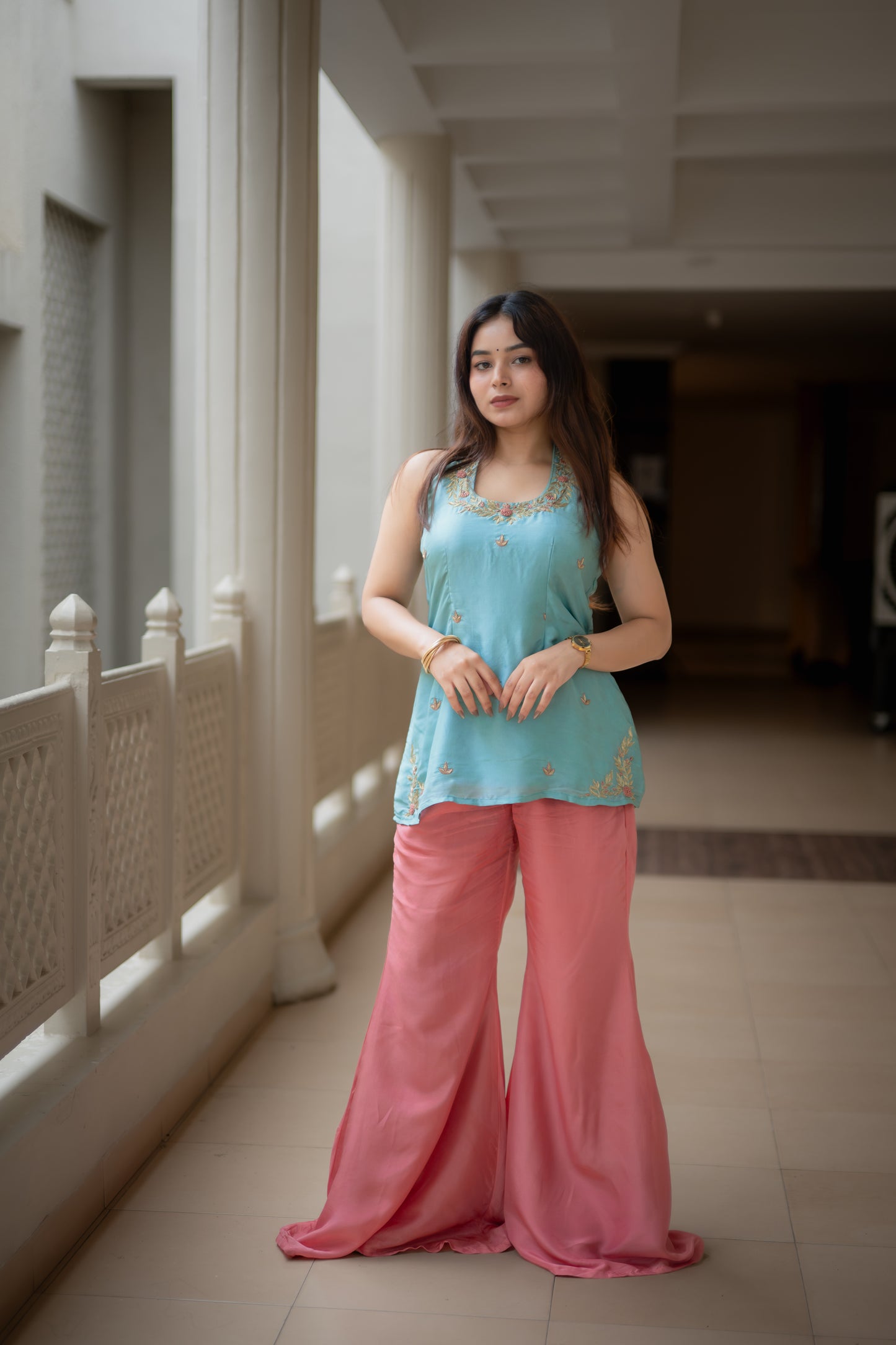 Coral Blush Gharara Set