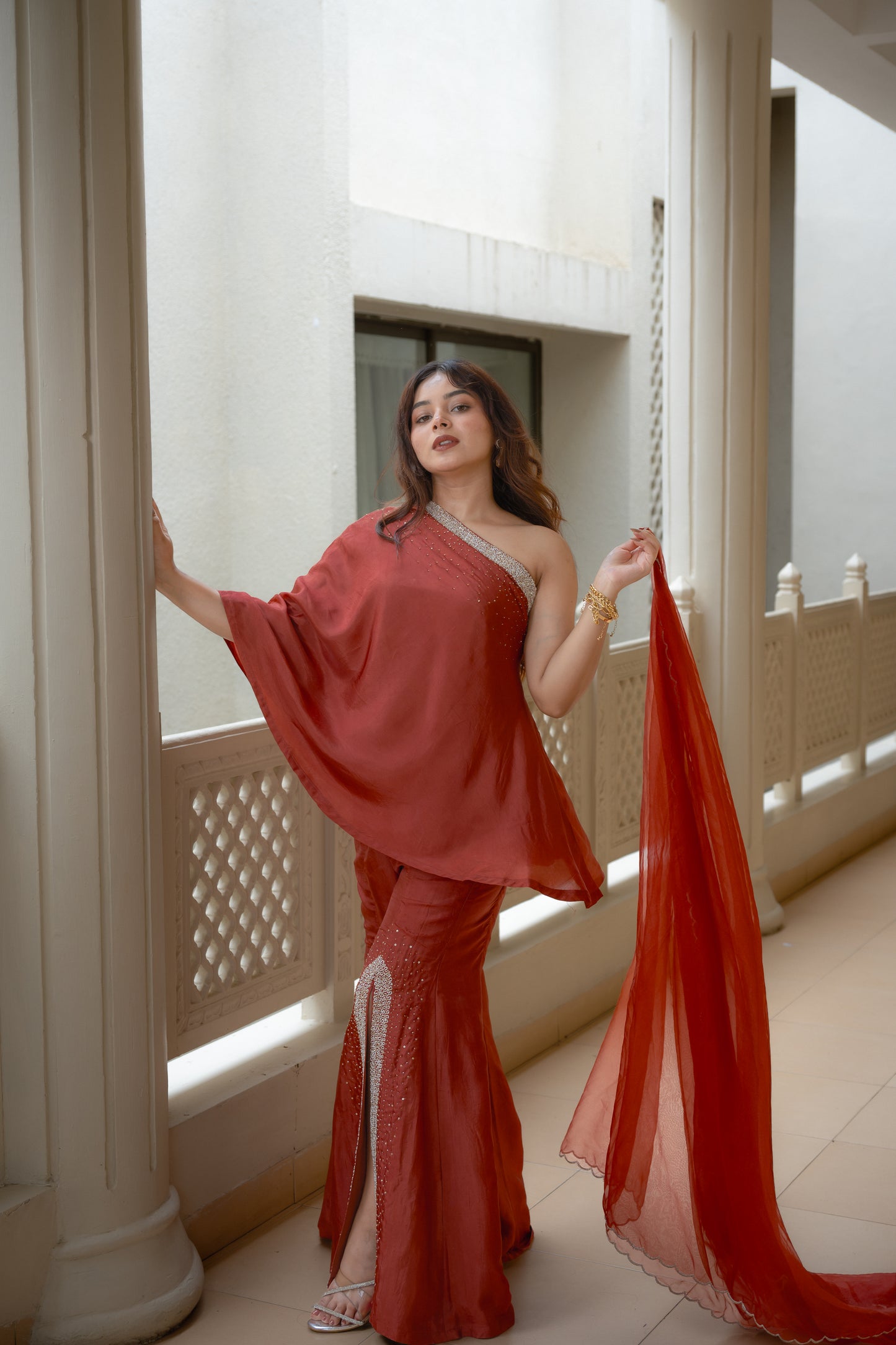 Rustique One shoulder sharara Set