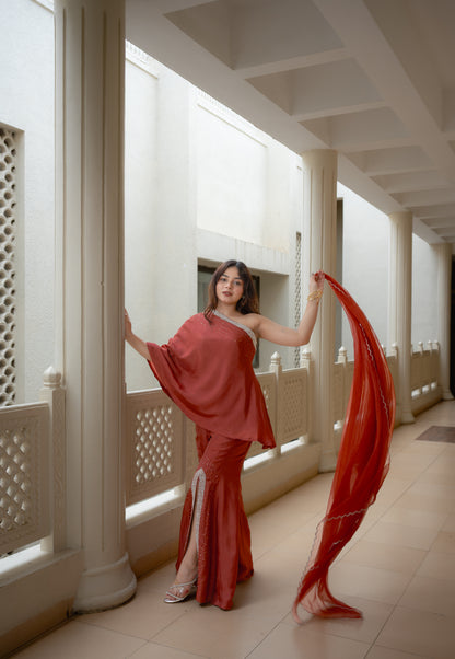 Rustique One shoulder sharara Set