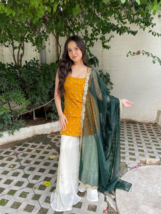 Yellow-Green Sharara Set - AS
