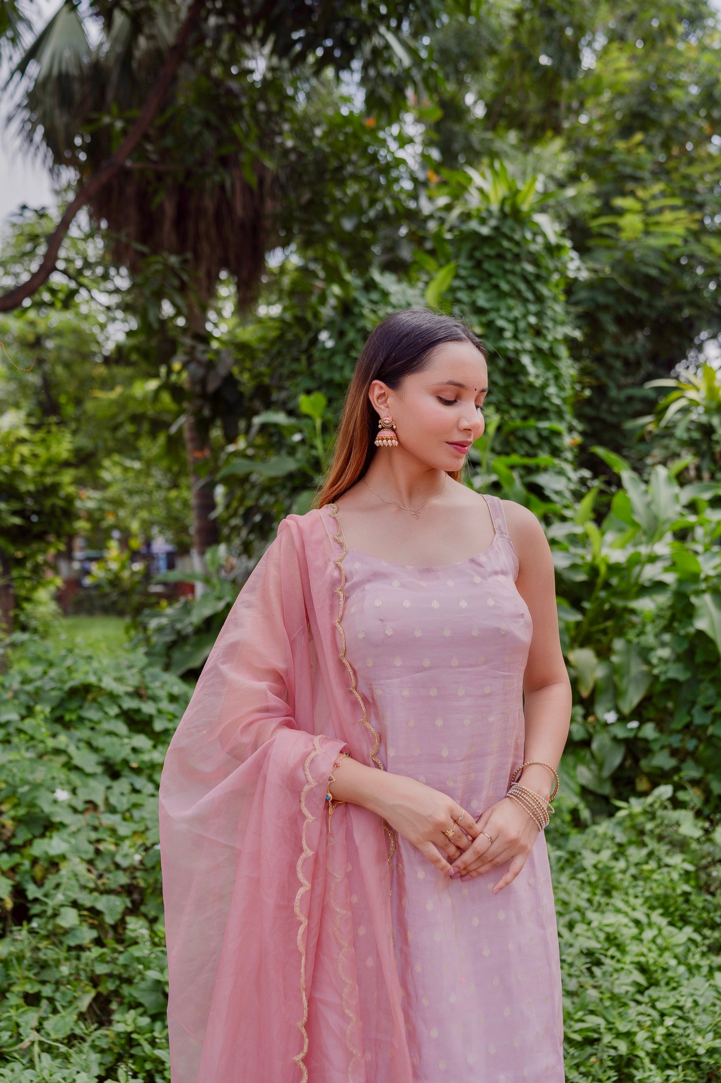 BLUSH-PINK TISSUE SUIT SET