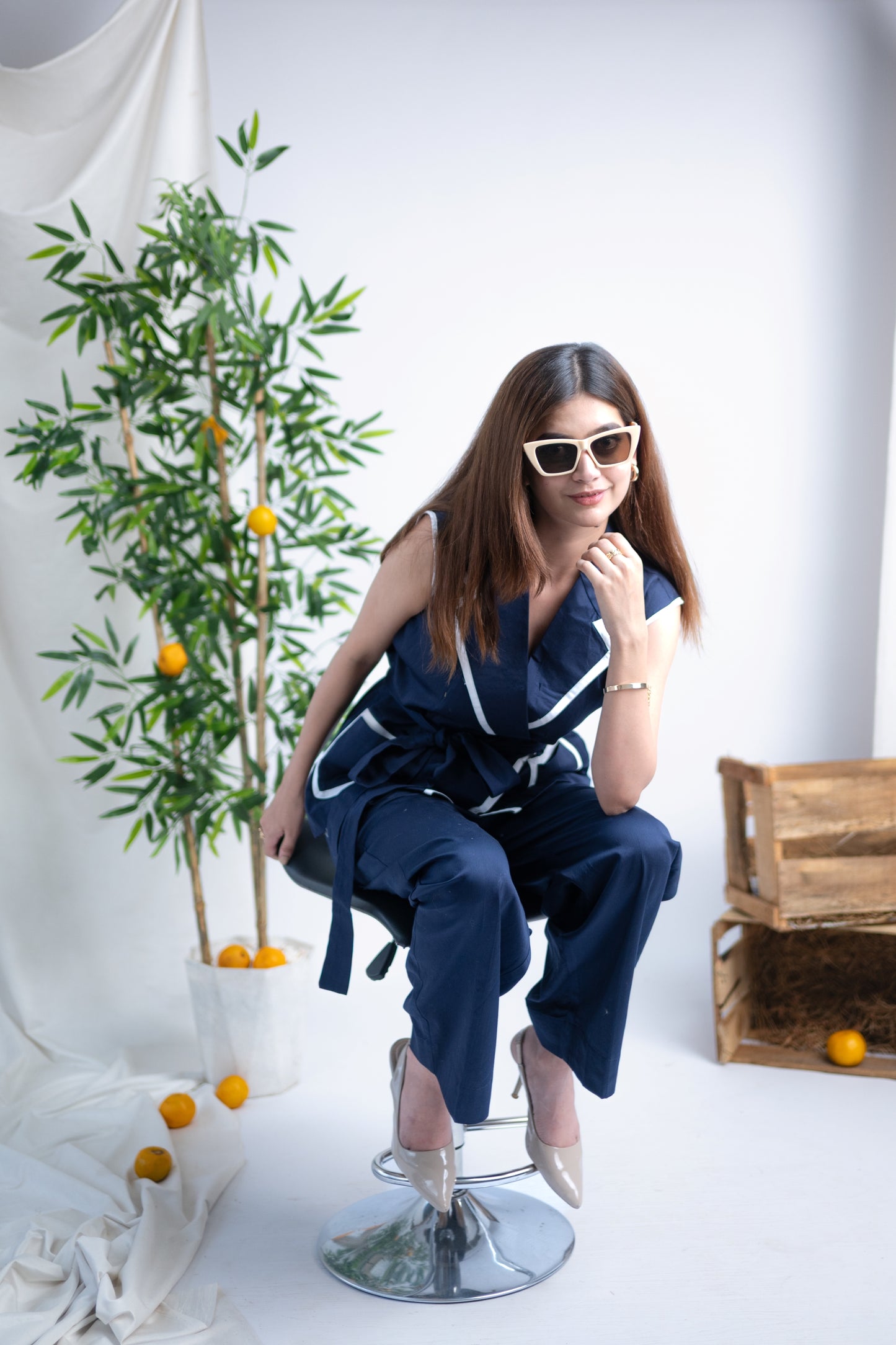 NAVY- BLANC CORD SET