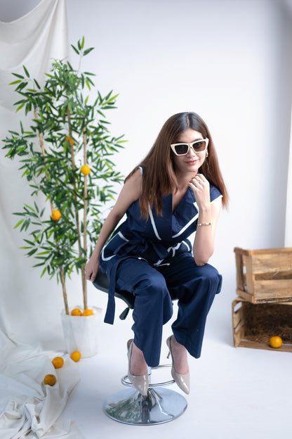 NAVY- BLANC CORD SET