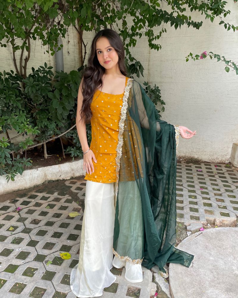 Yellow-Green Sharara Set