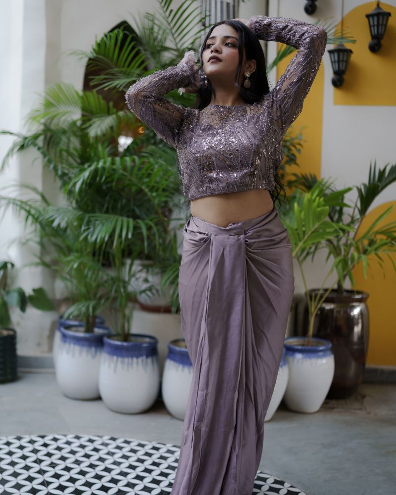 MOONLIGHT – MAUVE DRAPED SKIRT